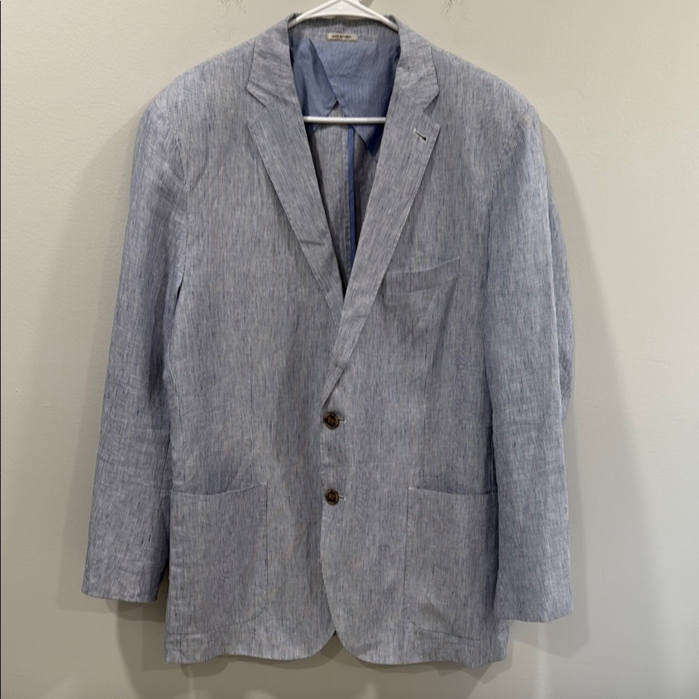 Peter Millar Blue/White Sport Coat 100% Linen Size XL EUC